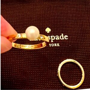 Kate Spade set of two gold plated rings- Pearl and Crystal studded